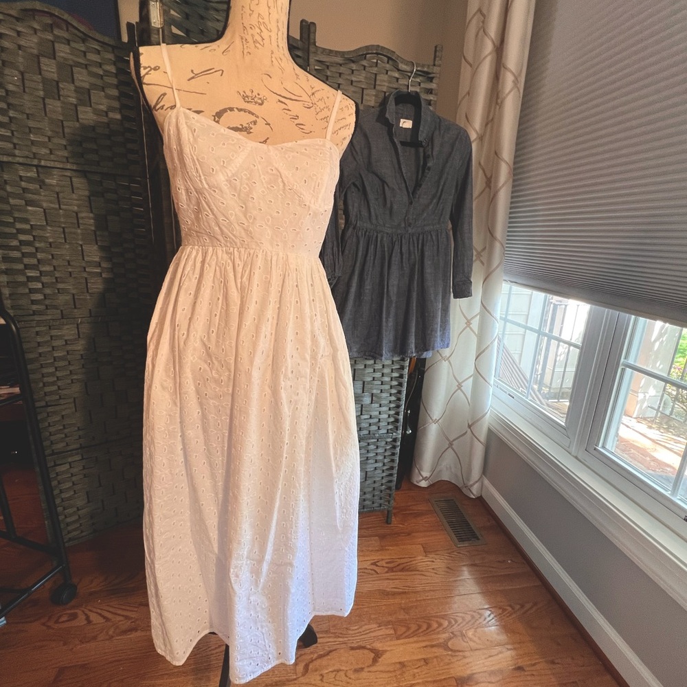 🤍 White Summer Eyelet Dress 👗